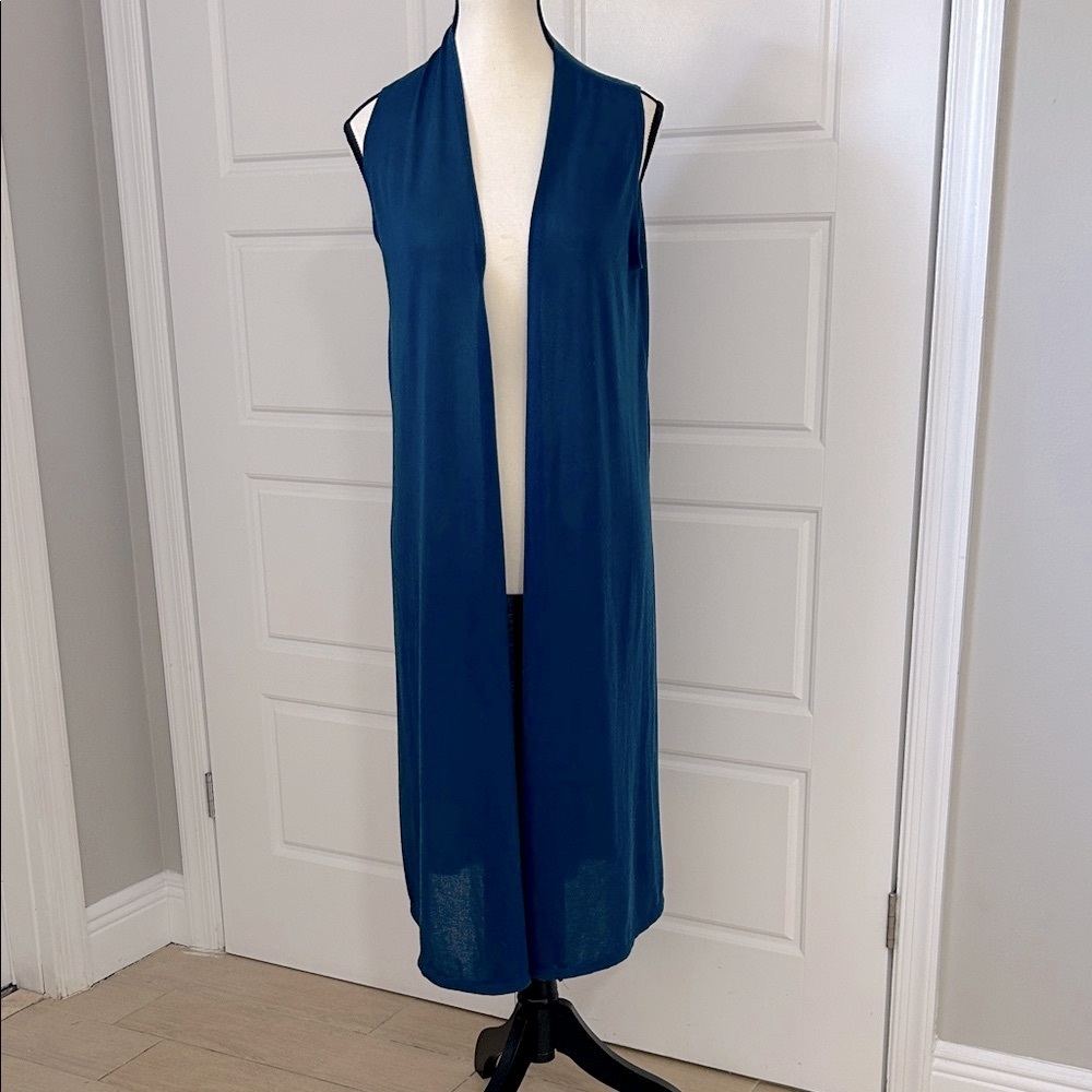 LuLaRoe Joy Dark Blue Women's Long Open Front Vest Sleeveless Cardigan Fits Most